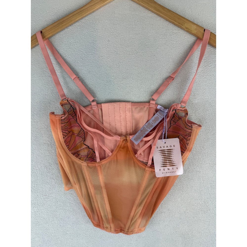 Savage X Fenty Beneath The Surface Corset Top Womens Large Sheer Mesh Boned NWT